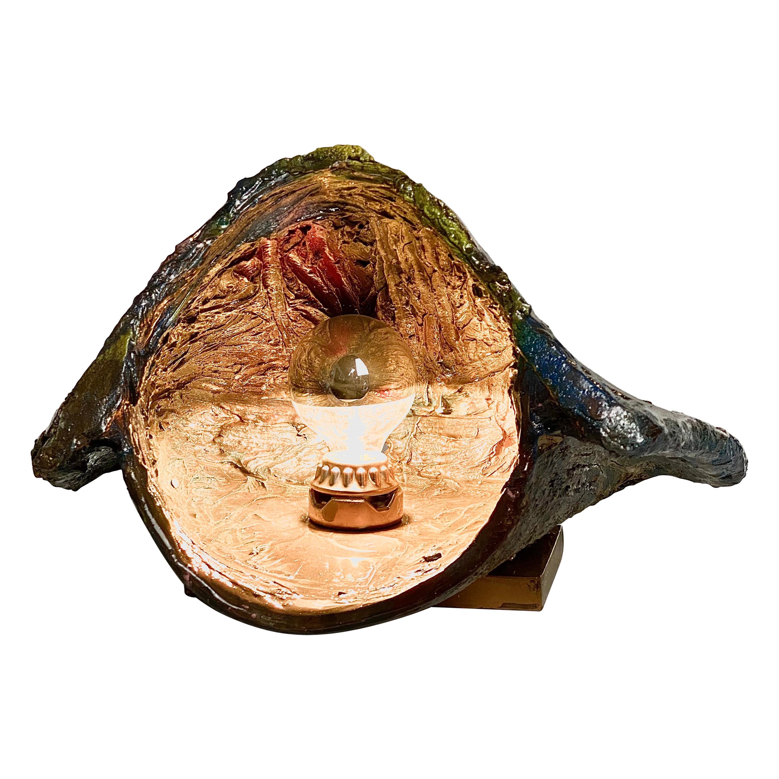 Lampada da tavolo scultorea in gesso multicolore e oro, XXI secolo di Mattia Biagi
