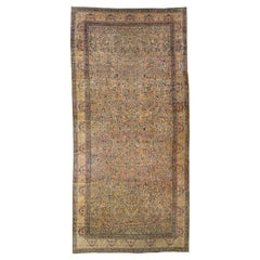 Tappeto in lana oversize multicolore Kirman antico fatto a mano con motivi floreali