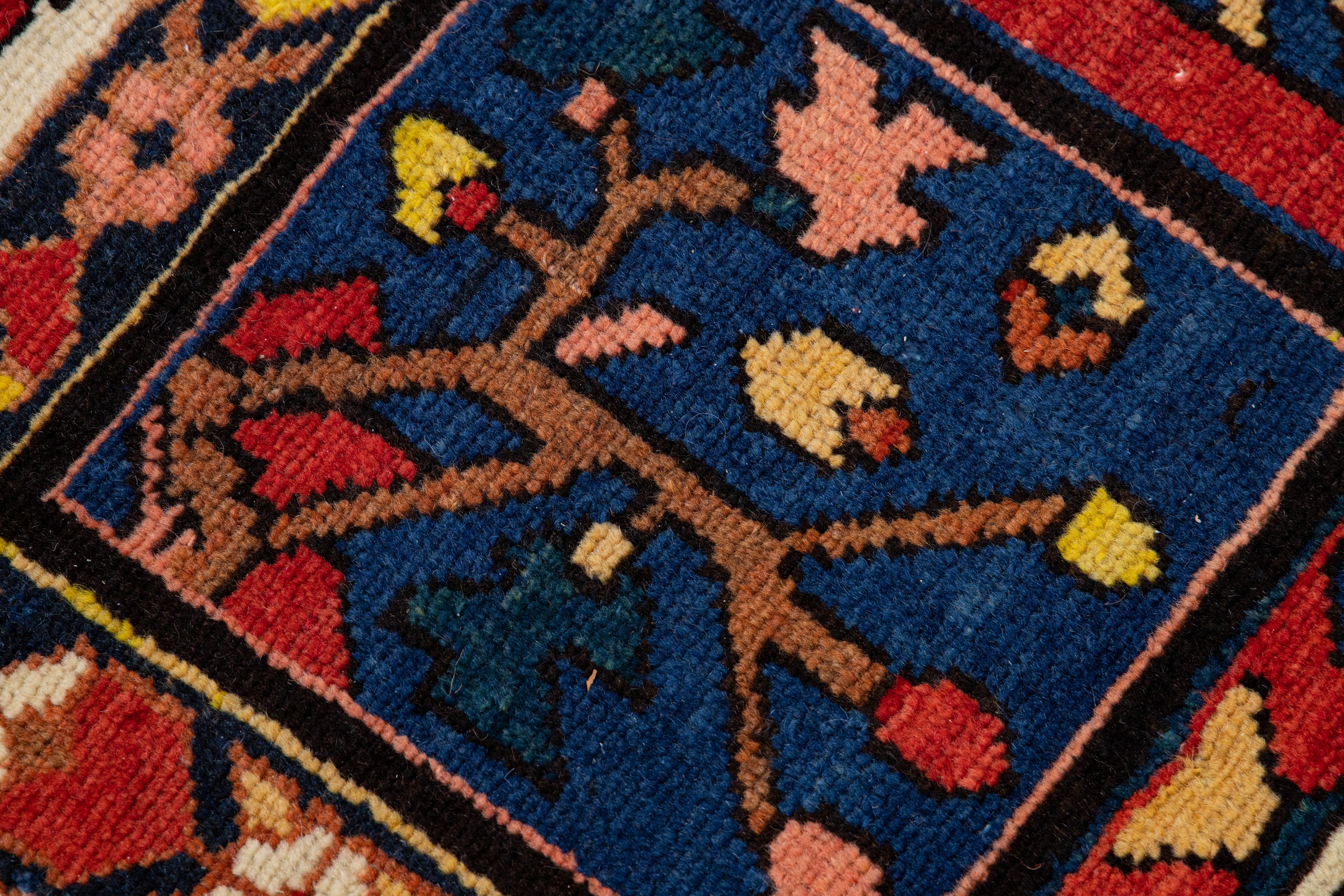Multicolor Antique Persian Bakhtiari Handmade Allover Designed Wool Rug For Sale 1