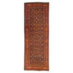 Tappeto multicolore antico persiano Malayer fatto a mano in lana da galleria con disegno a trifoglio