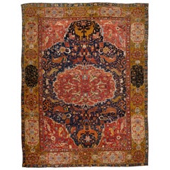 Tapis ancien en laine persane multicolore Mendallion de Sultanabad fait à la main