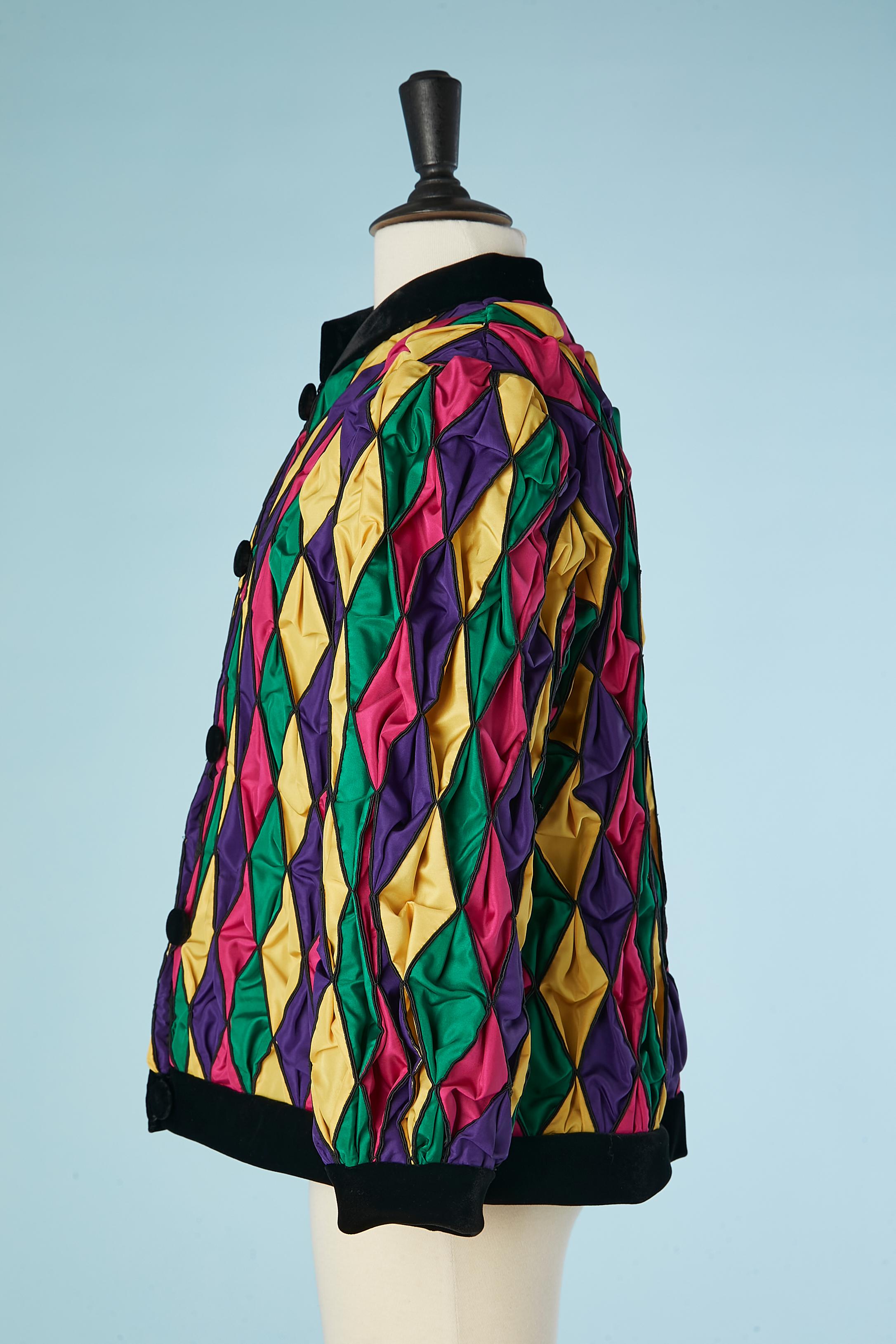 Multicolor Arlequin jacket Sorelle Fontana Circa 1980's  In Excellent Condition For Sale In Saint-Ouen-Sur-Seine, FR