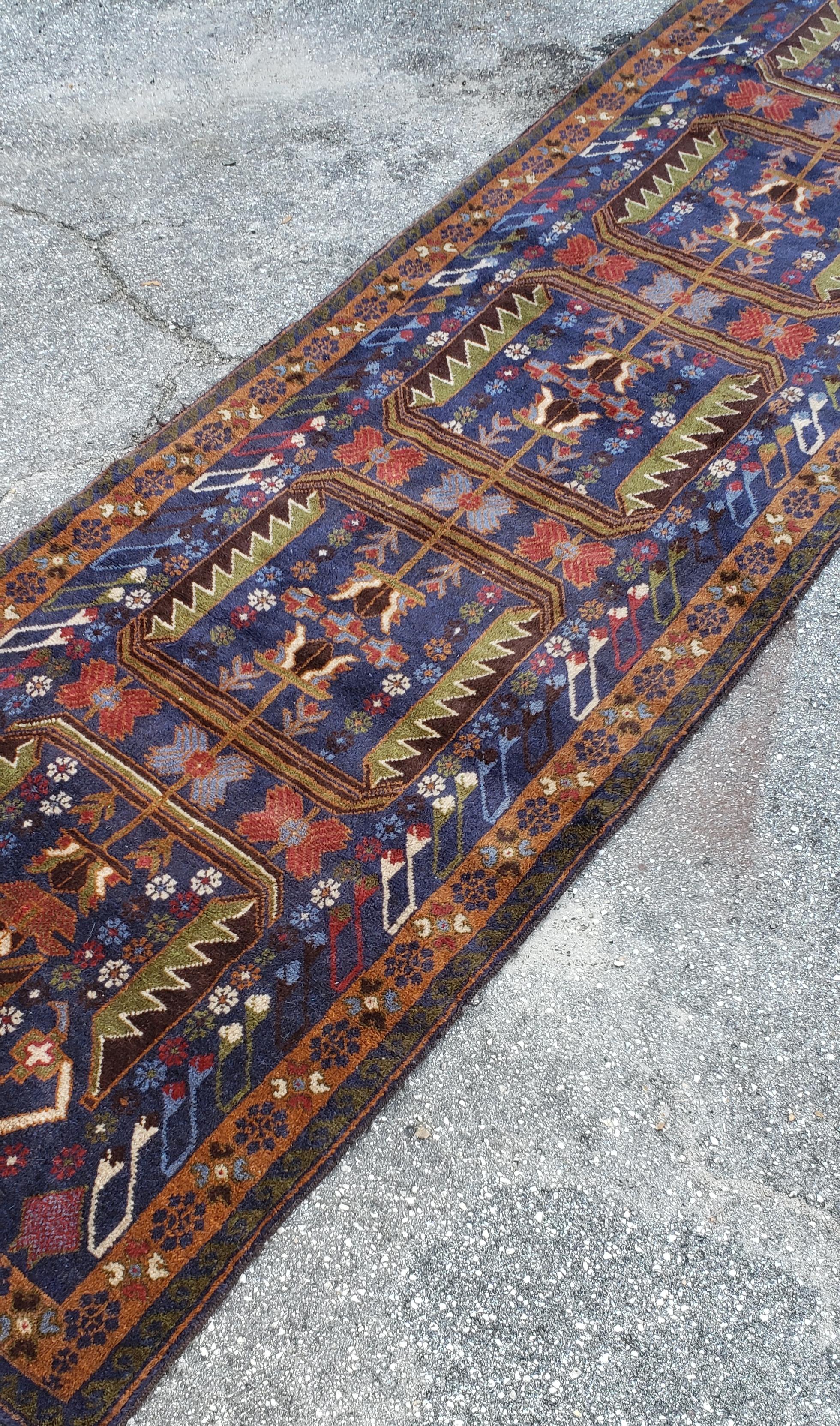 Contemporary Multi-Color Asian Hallway Runner from Afghanistan, Soft / 007 For Sale