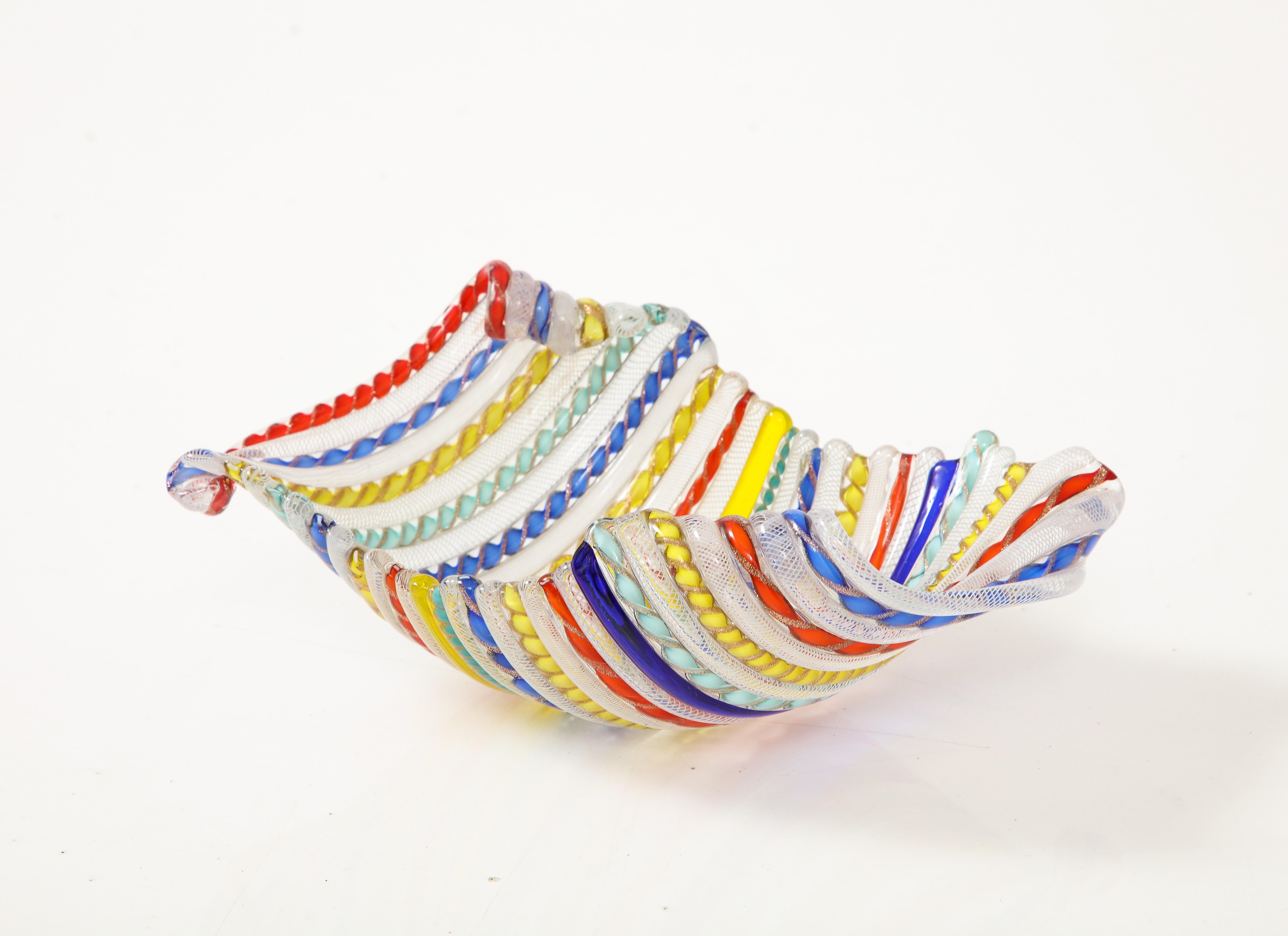 Hand-Crafted Multicolor, AVEM Murano Canes Vide Poche For Sale