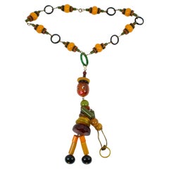 Collar extralargo de baquelita multicolor con colgante de cuentas CribToy