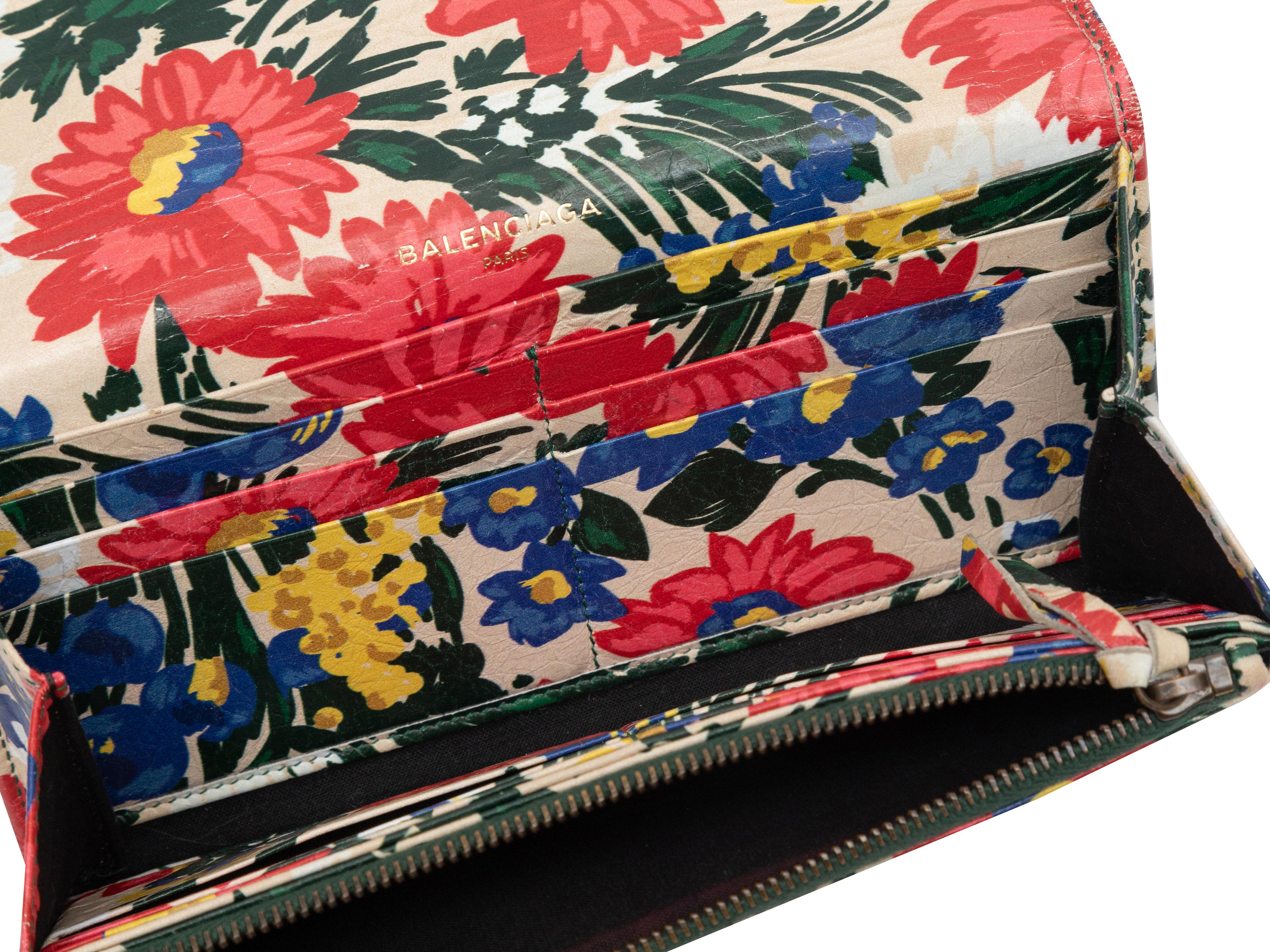 Multicolor Balenciaga Floral Print Moto Wallet In Good Condition For Sale In New York, NY