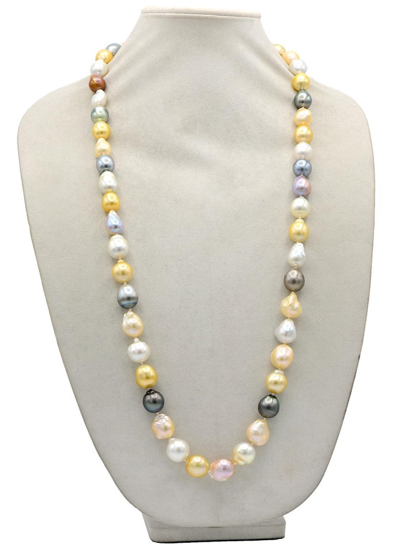 Multi-Color Baroque South Sea and Freshwater Pearl Necklace For Sale at ...