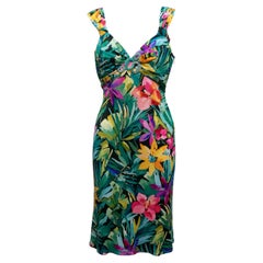 Multicolor Blumarine Sleeveless Embellished Floral Print Dress