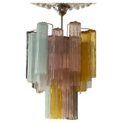 Vintage Multicolor Bold Murano Chandelier in the of style of Venini