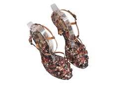 Multicolor Bottega Veneta T-Strap Printed & Jewel-Embellished Heels Size 40