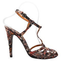 Multicolor Bottega Veneta T-Strap Printed & Jewel-Embellished Heels Size 40