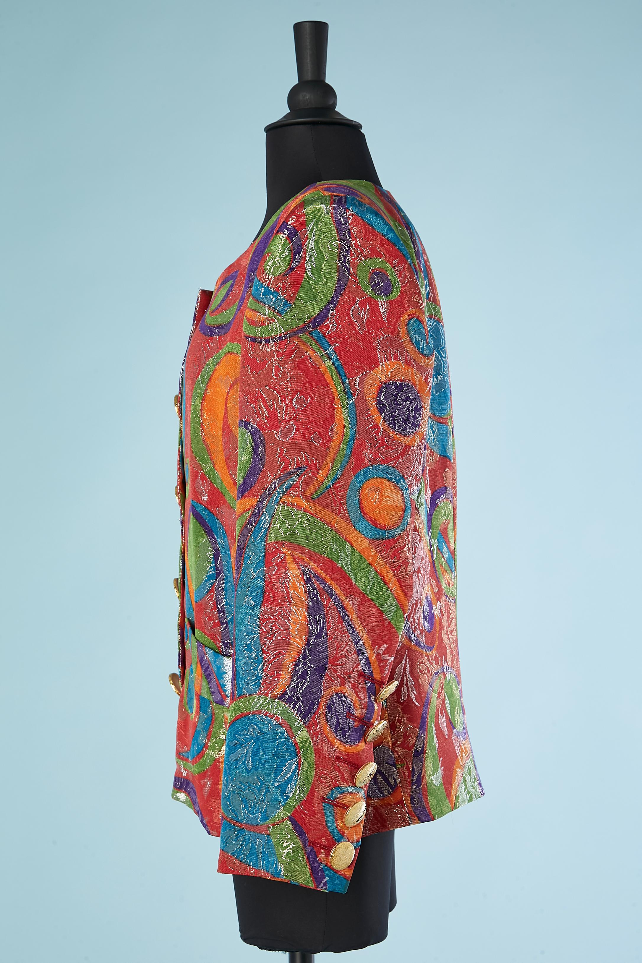 Veste de soirée Yves Saint Laurent Rive Gauche en brocart multicolore  en vente 1