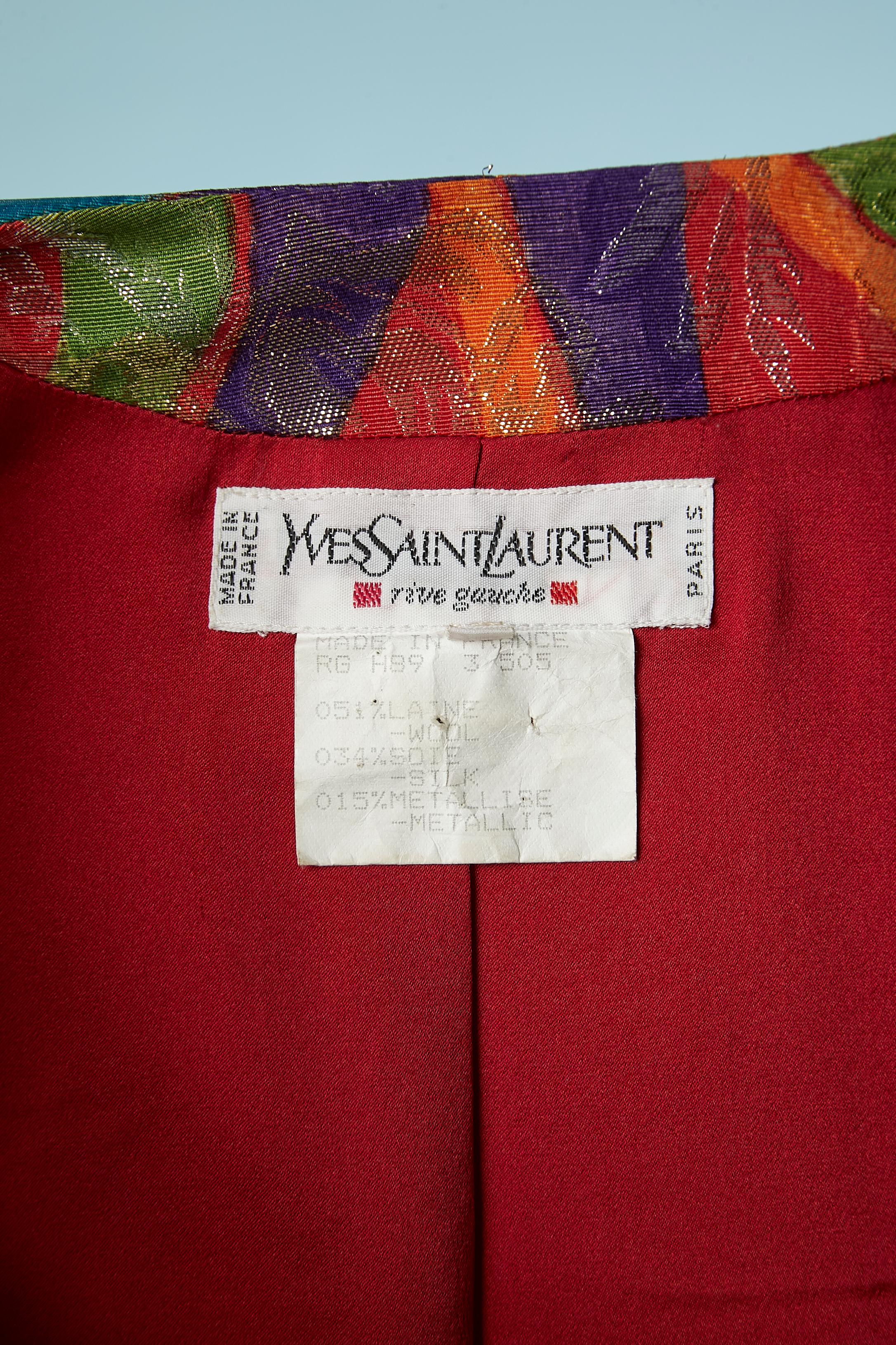Veste de soirée Yves Saint Laurent Rive Gauche en brocart multicolore  en vente 3