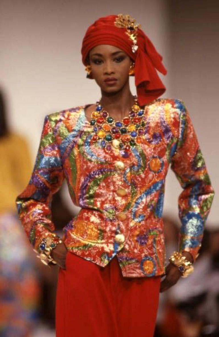 Multicolor brocade evening jacket Yves Saint Laurent Rive Gauche FW 1989 For Sale 3