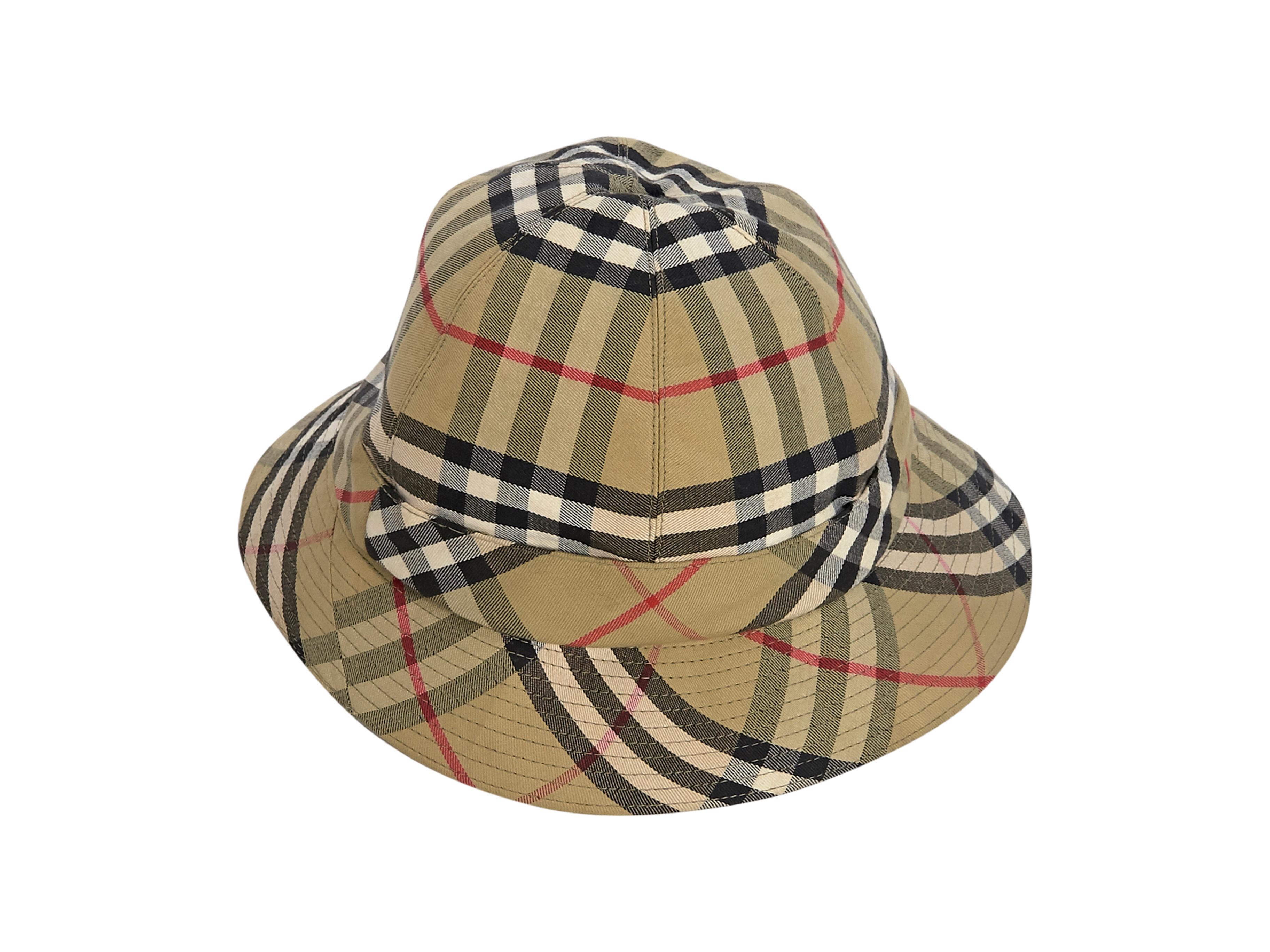 Product details:  Multicolor plaid cotton bucket hat by Burberry.  Lined interior.  22