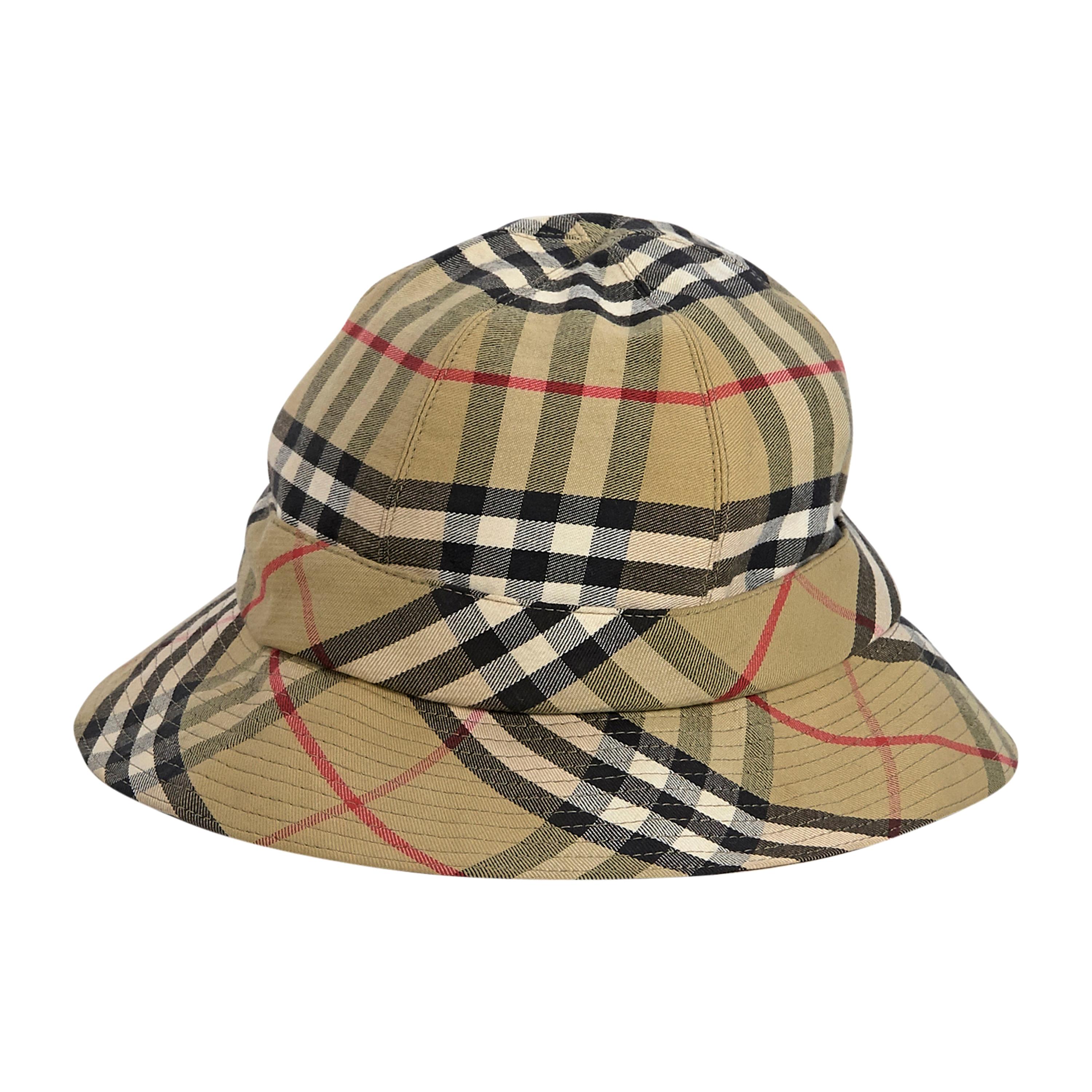 Multicolor Burberry Plaid Cotton Bucket Hat