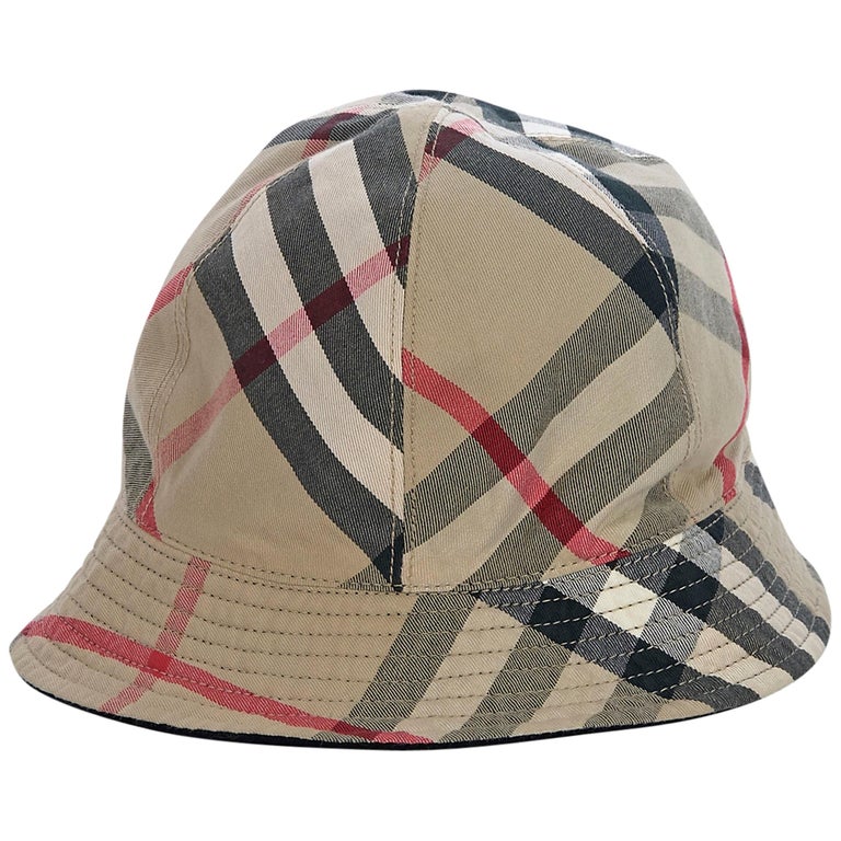 Burberry Multicolor Plaid Cotton Reversible Bucket Hat at 1stDibs