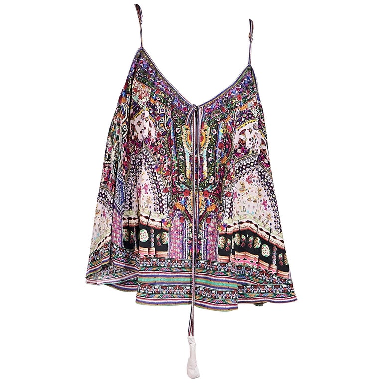 Multicolor Camilla Printed Silk Tank Top For Sale at 1stDibs