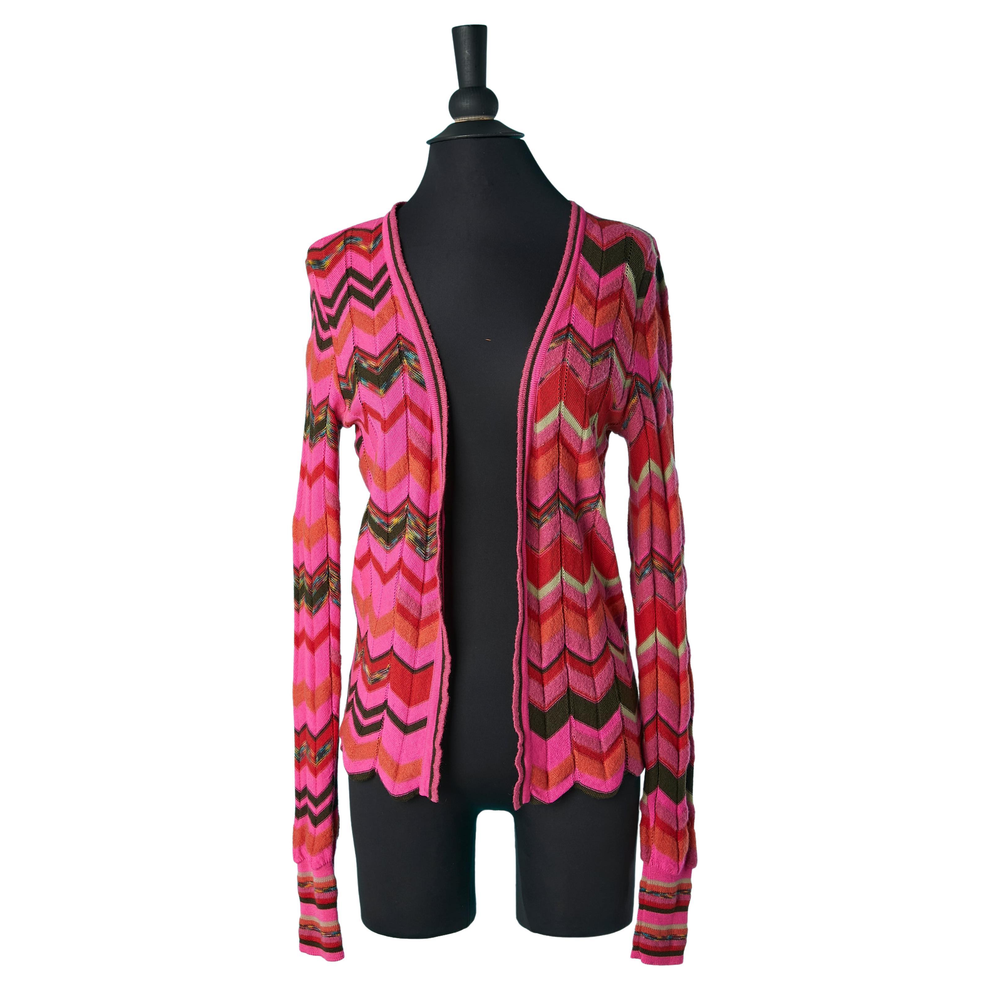 Multicolor cardigan with graphic jacquard pattern Christian Lacroix Bazar  For Sale