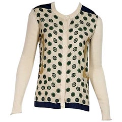 Multicolor Celine Printed Silk-Front Cardigan