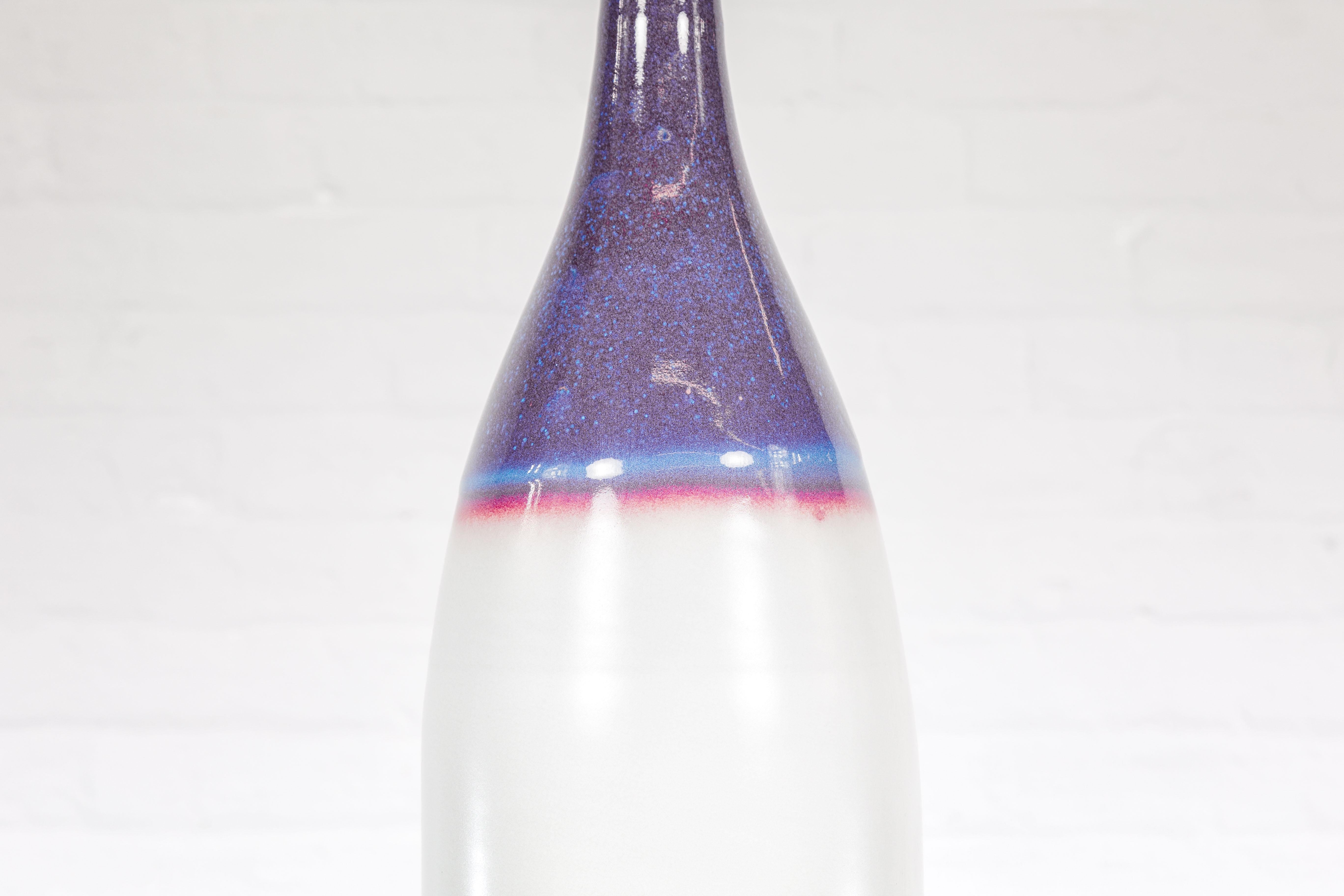 Multicolor Ceramic Bottle Base with Purple, Blue, Pink and White Tones For Sale 4