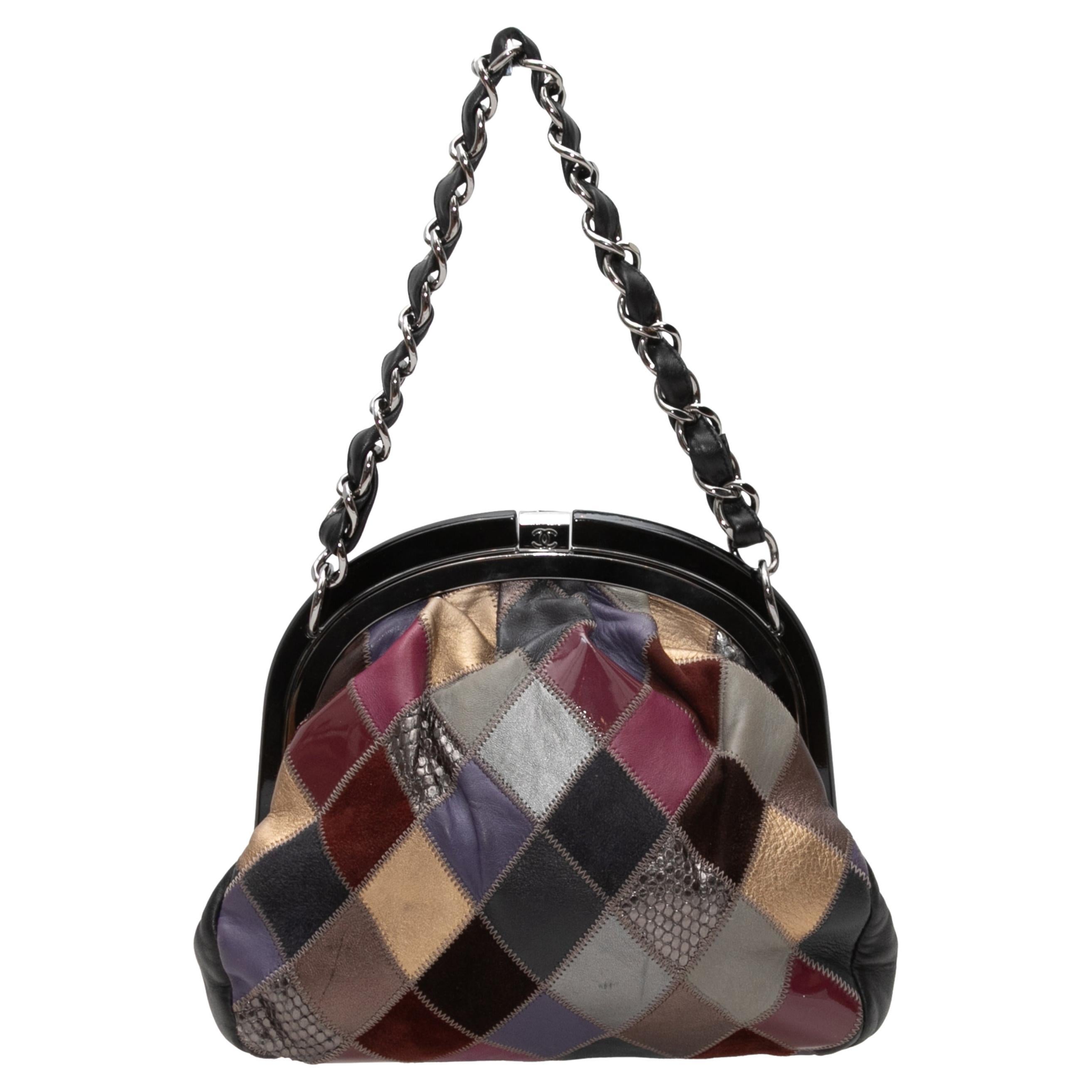 Multicolor Chanel 2005-2006 Patchwork Leather Frame Handbag For Sale