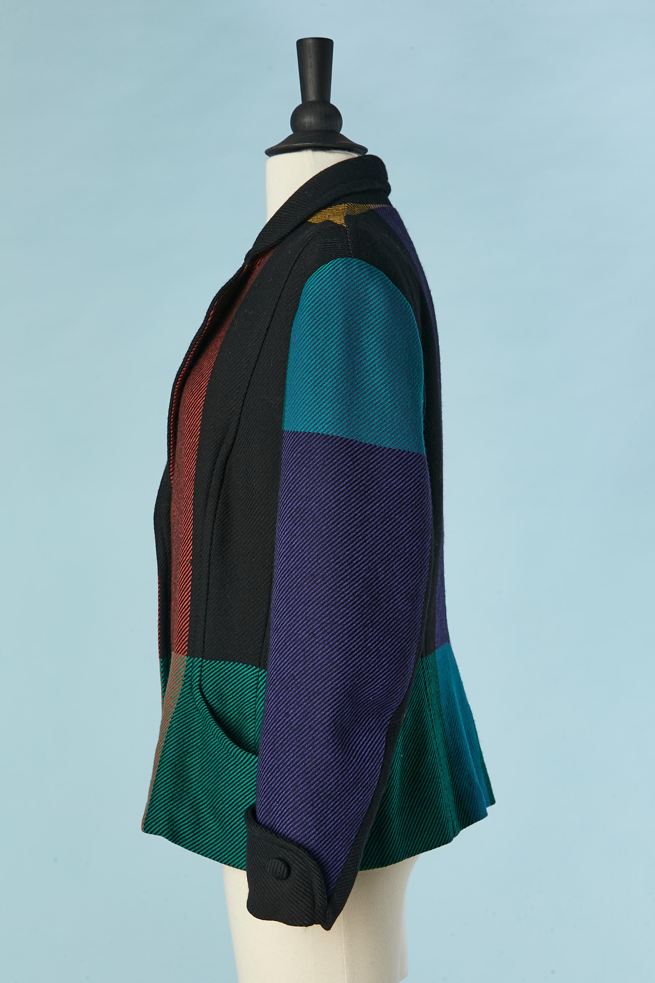 Multicolor check single-breasted jacket Popy Moreni  For Sale 1