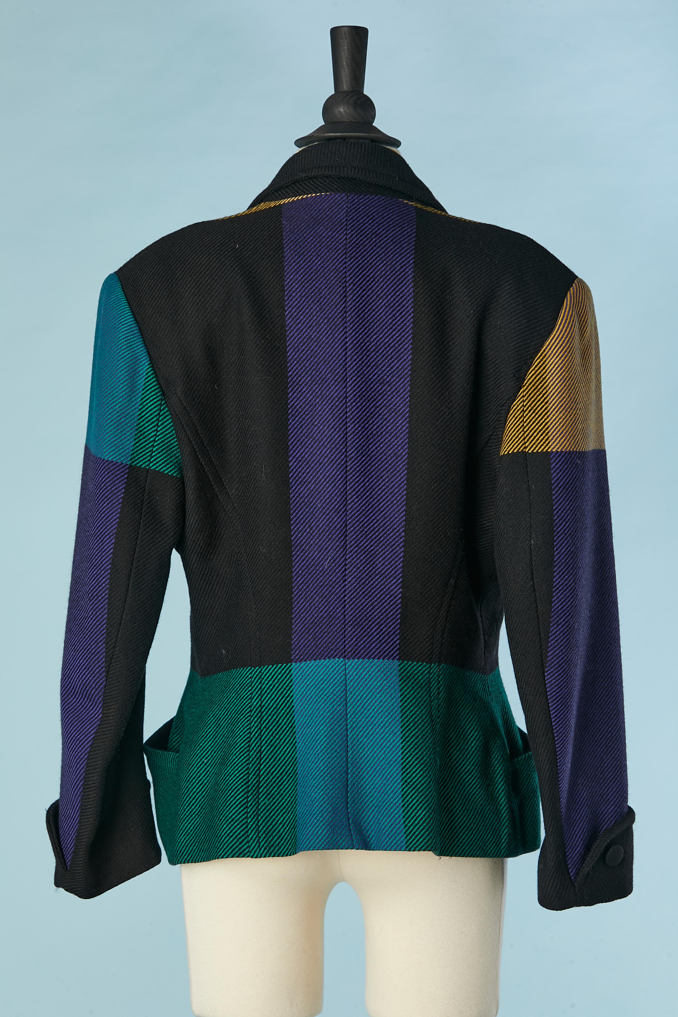 Multicolor check single-breasted jacket Popy Moreni  For Sale 2