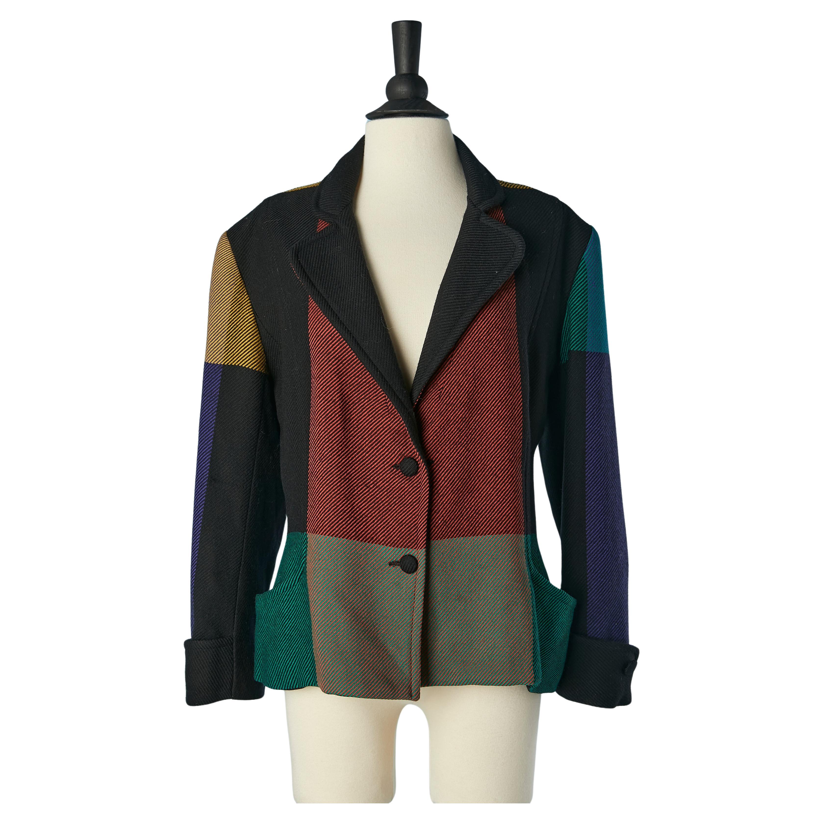 Multicolor check single-breasted jacket Popy Moreni  For Sale