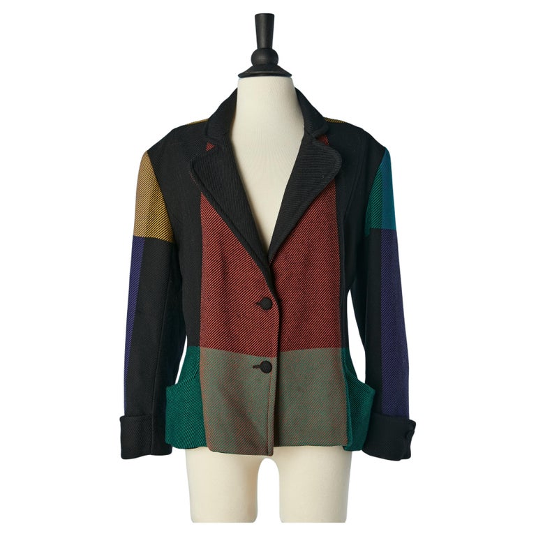 Multicolor check single-breasted jacket Popy Moreni For Sale at 