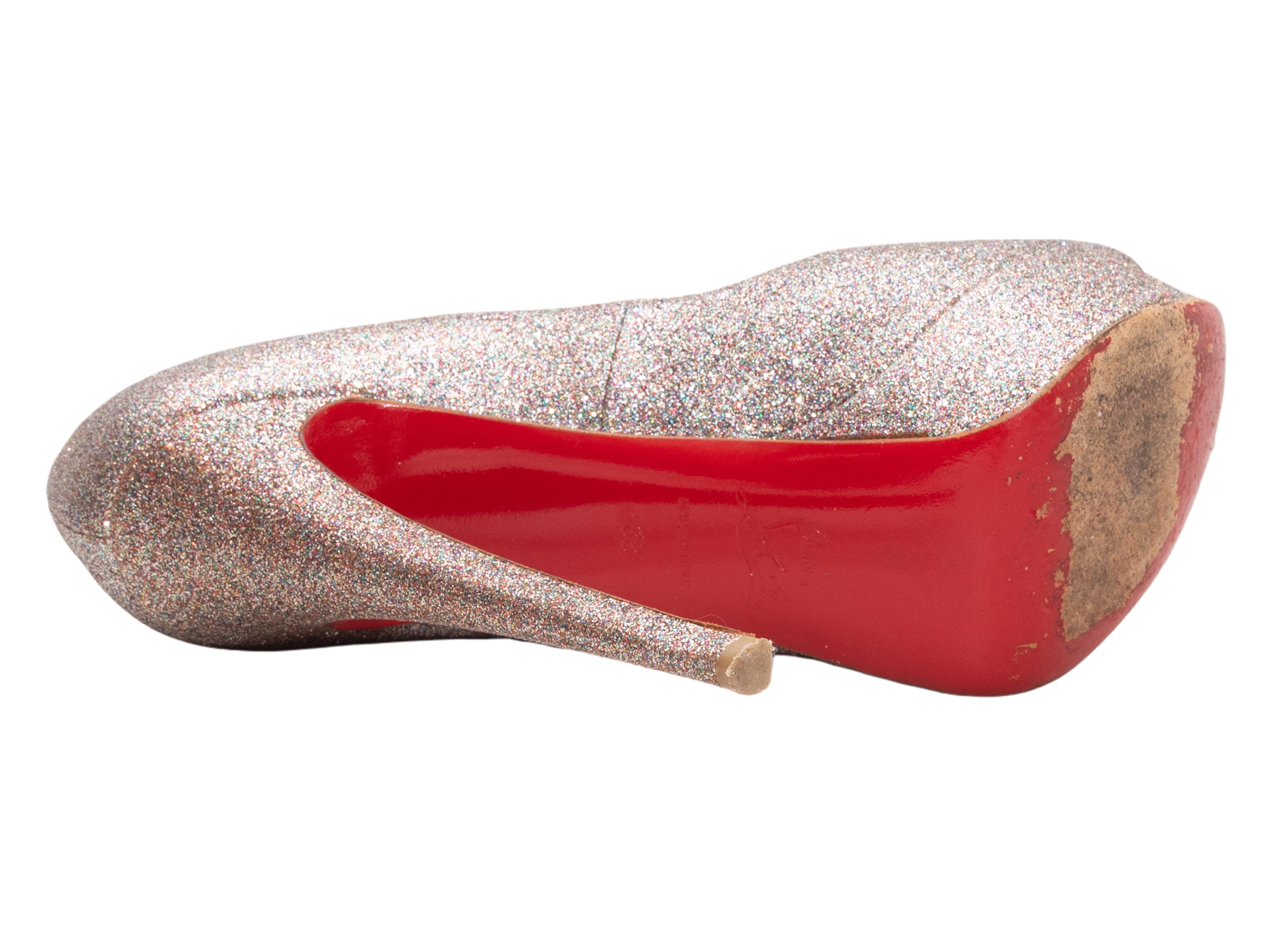 Mehrfarbige Christian Louboutin Peep-Toe Glitter Pumps Größe 38 Damen im Angebot