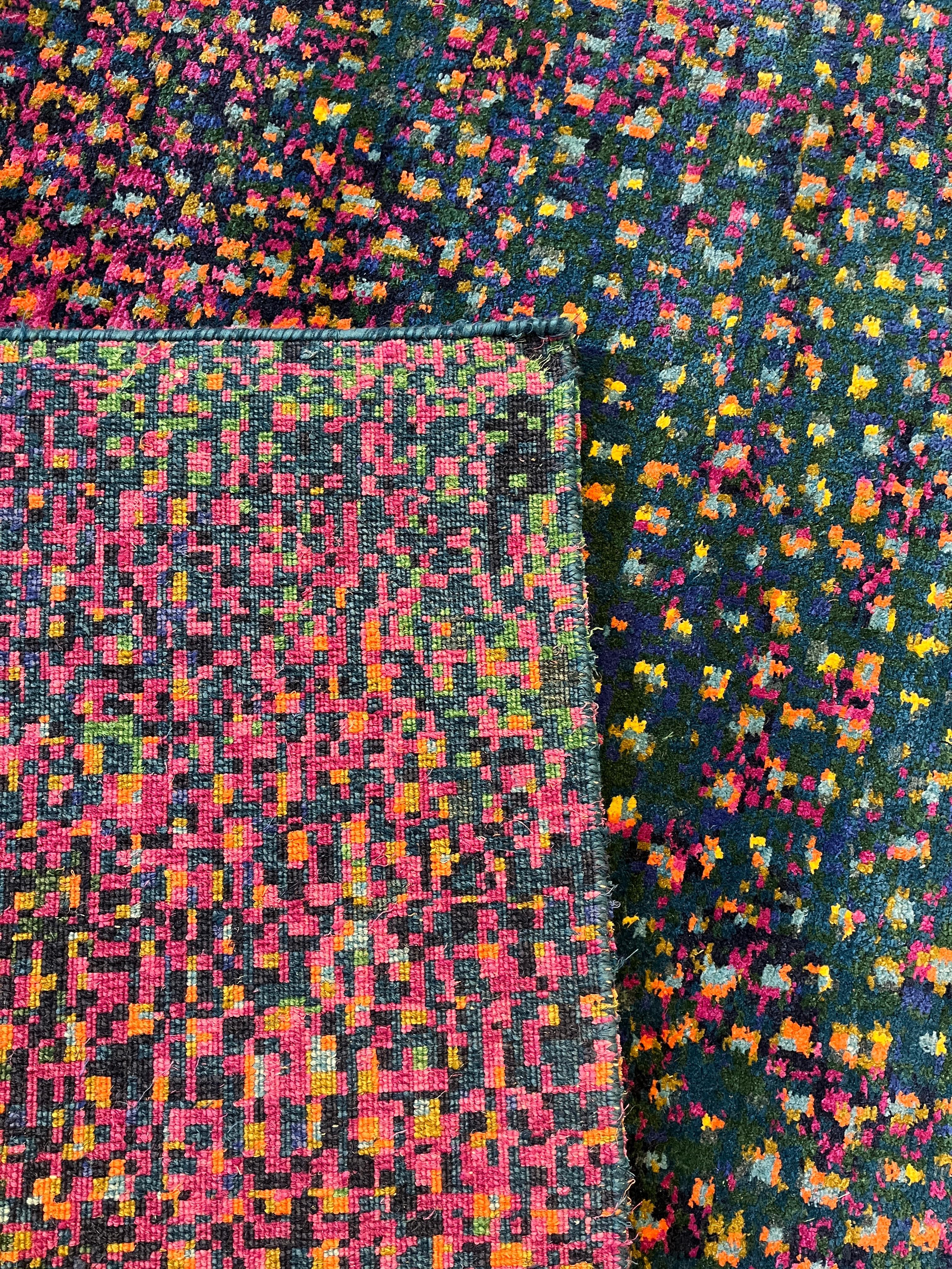Tappeto per aree astratte in lana e seta Multicolor Contemporary Rishikesh di Joseph Carini in vendita 5