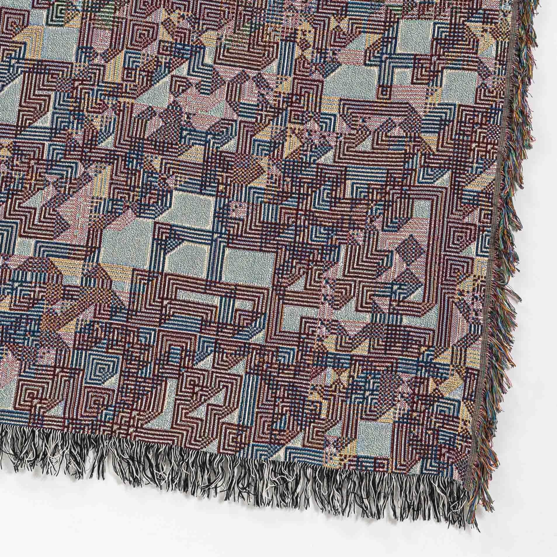 Woven Multicolor Cotton Throw Blanket, Bit Map Series 02, Pixel Graphic , 37