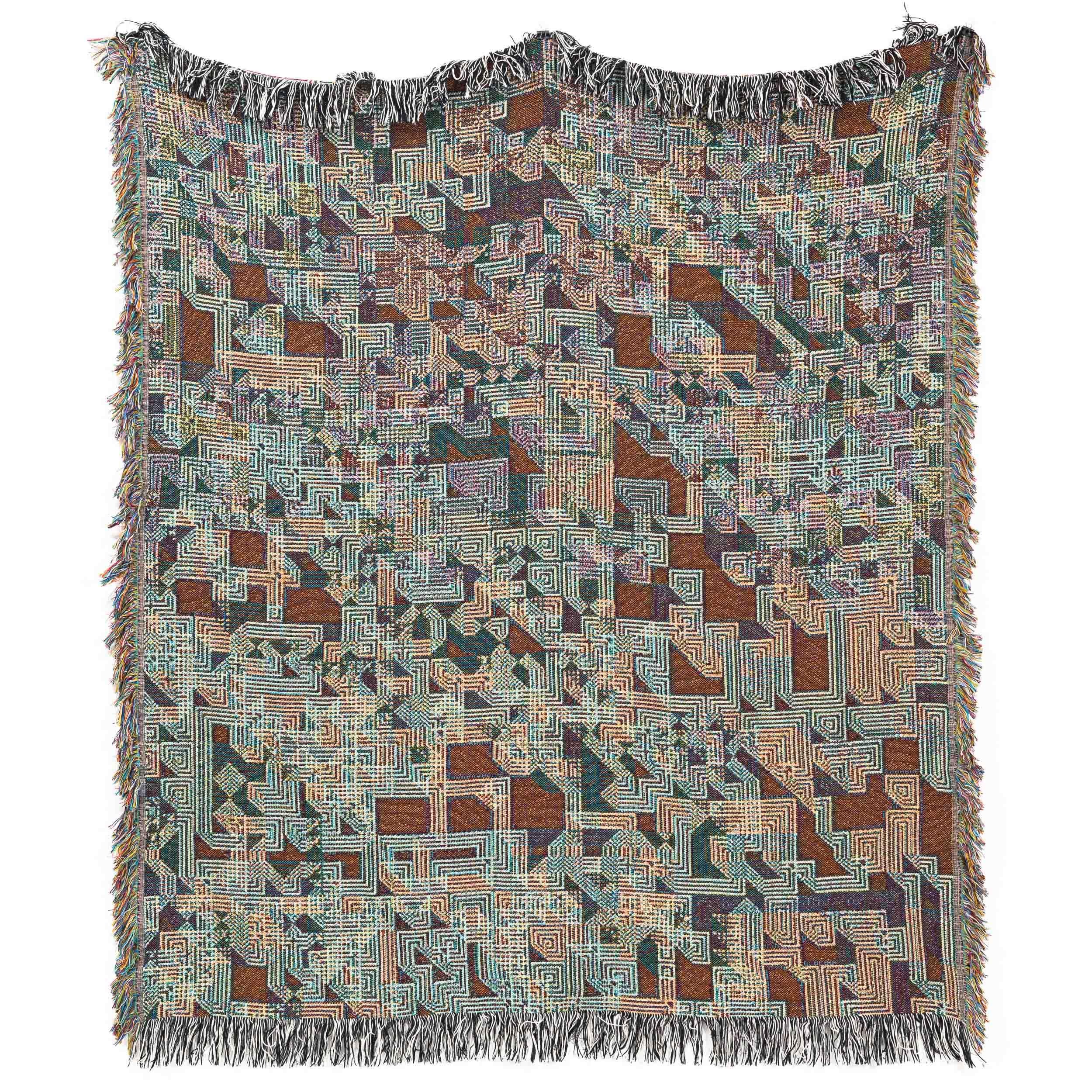 Multicolor Cotton Throw Blanket, Bit Map Series 02, Pixel Graphic , 37