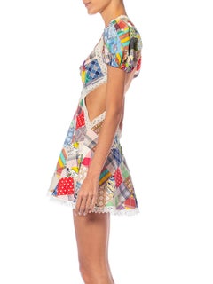 Multicolor Cotton & Vintage Lace Patchwork Quilt Dress
