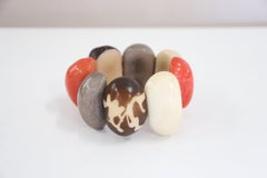 Multi-Color Cuff Bracelet in Vegetable Ivory Tagua, Unique Italian Creation