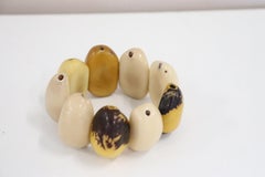 Multi-Color Cuff Bracelet in Vegetable Ivory Tagua, Unique Italian Creation