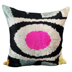 Multicolor Design Velvet Silk Ikat Pillow Cover