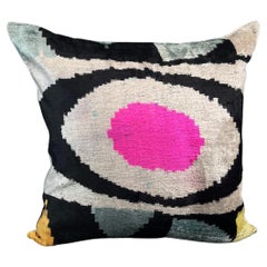 Multicolor Design Velvet Silk Ikat Pillow Cover