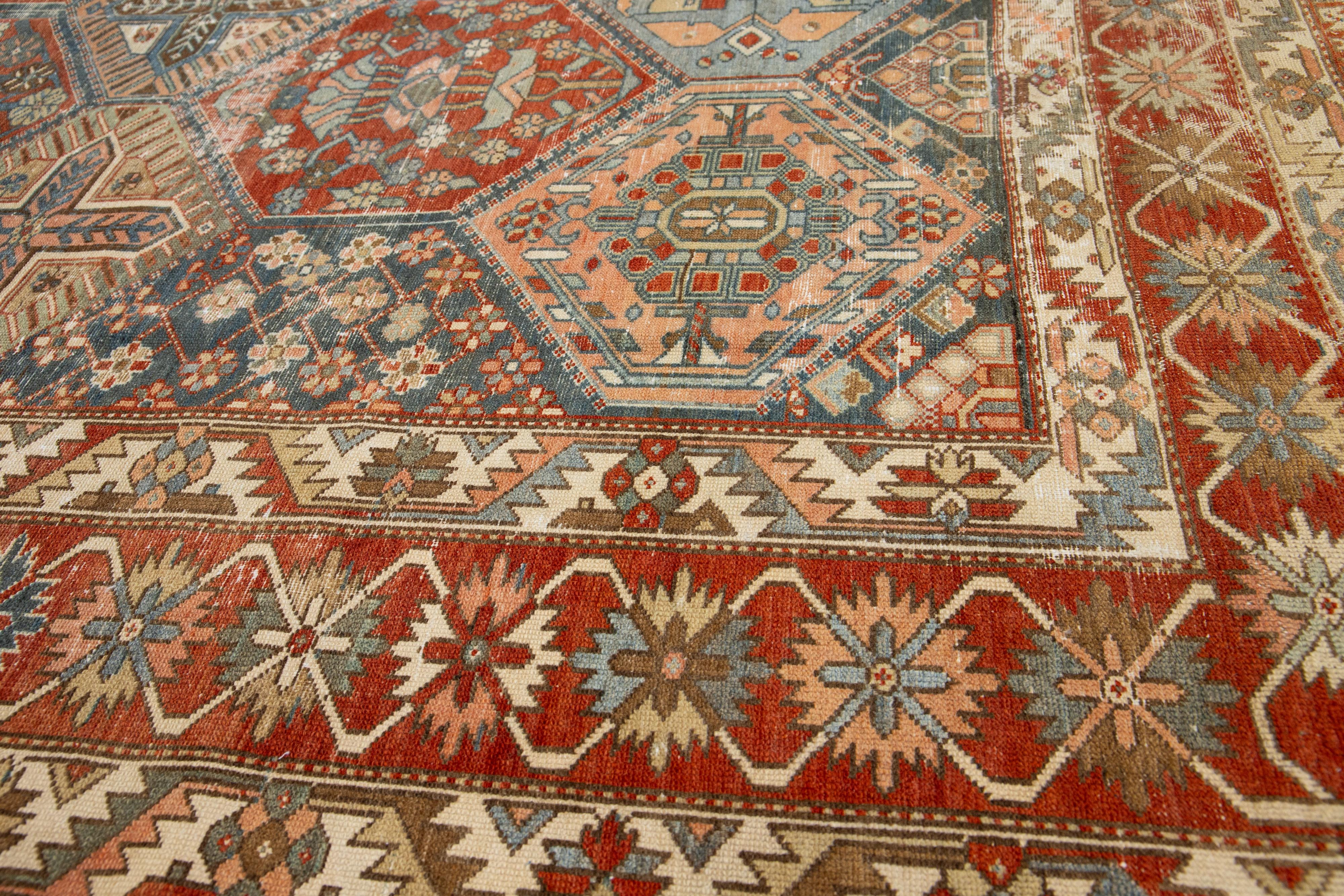 Multicolor Designed Persian Bakhtiari Wool Rug Handmade From The 1920s For Sale 2
