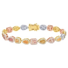 Mehrfarbiges Diamantarmband 11,35 Karat insgesamt 18K Gold