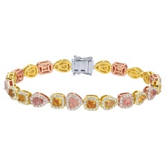 Multicolor Diamond Bracelet 8.2 Carats Total 18K Gold