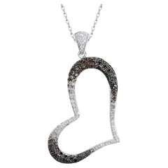 Mehrfarbige Diamant-Herz-Anhänger-Halskette mit Anhänger 1,04 Karat 18K Weißgold