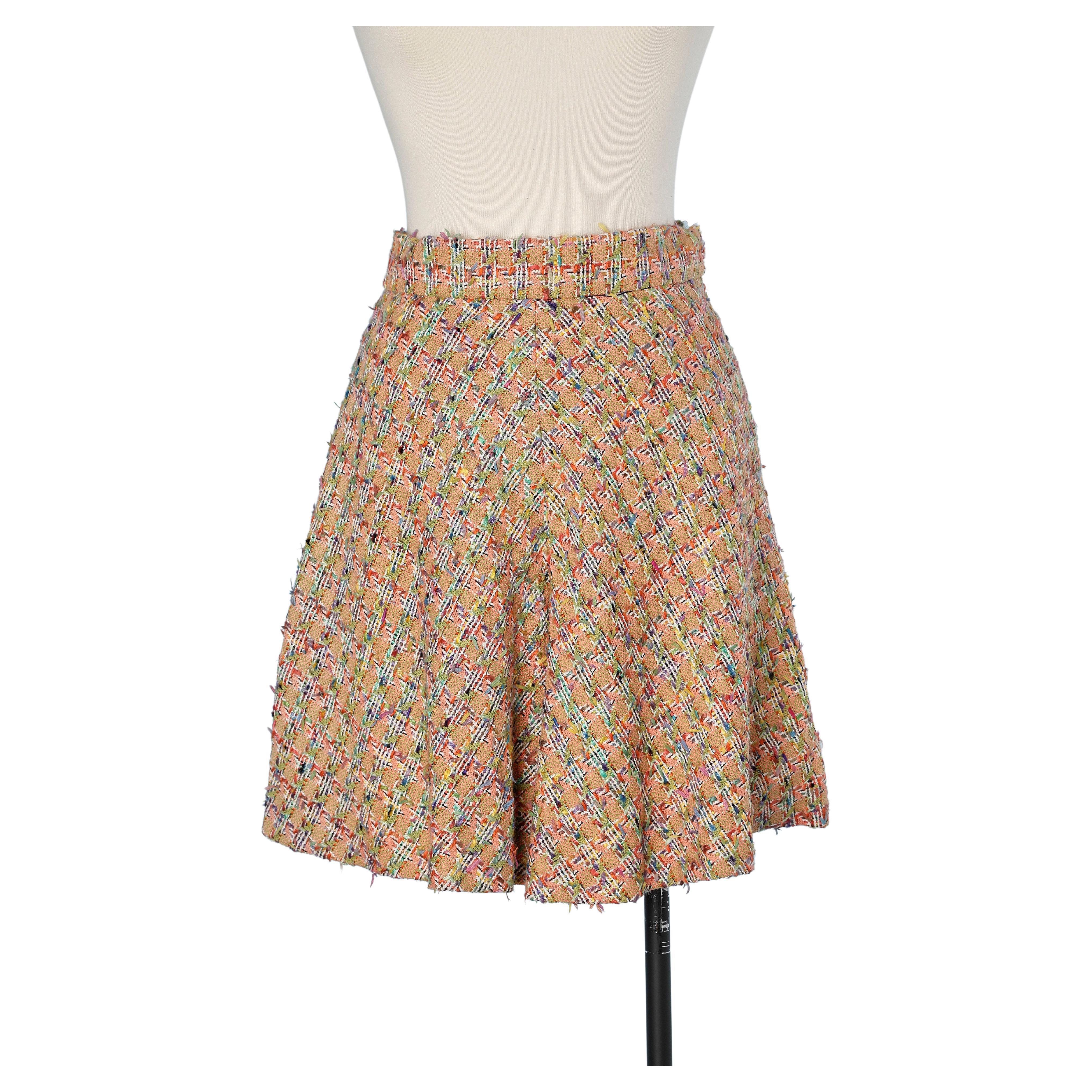 Multicolor divided skirt ( short-skirt) in tweed Rochas   For Sale