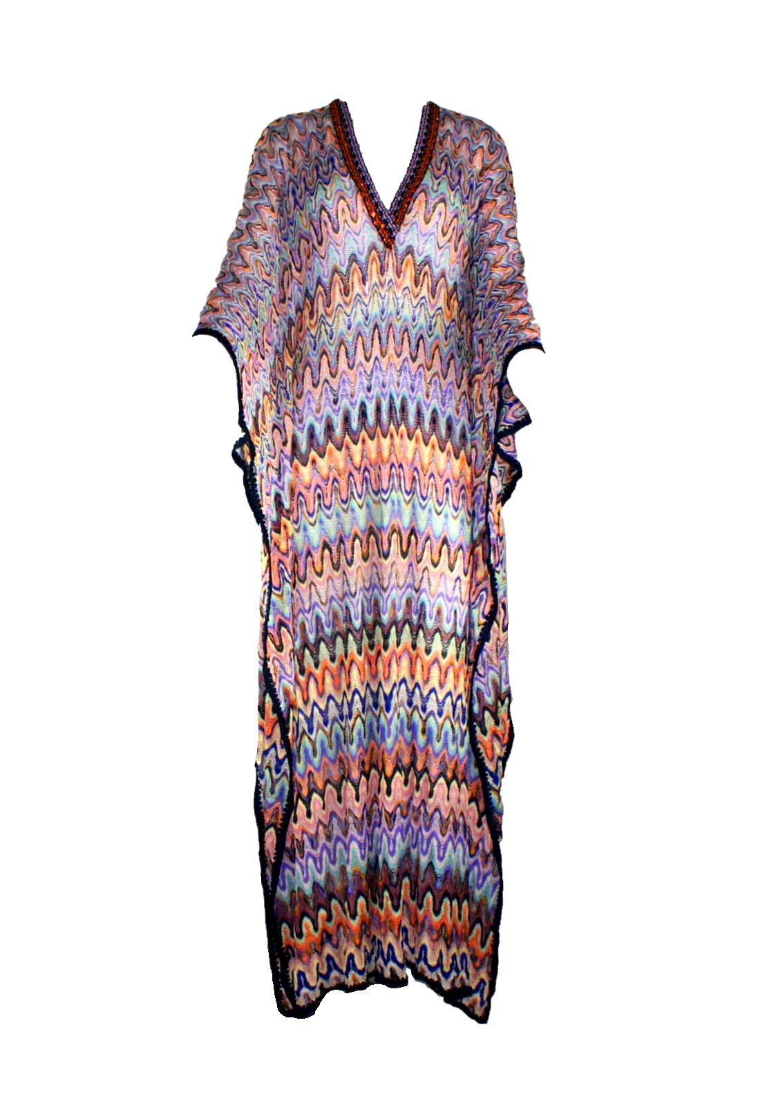 Stunning Missoni Maxi Dress
In the famous Missoni signature zigzag pattern
Beautiful colors
V-Neck embellished with tiny sparkling sequins
Dark crochet knit trimming
Sexy slits on side
Marked Size S
Made in Italy
Dry Clean Only
New, unworn