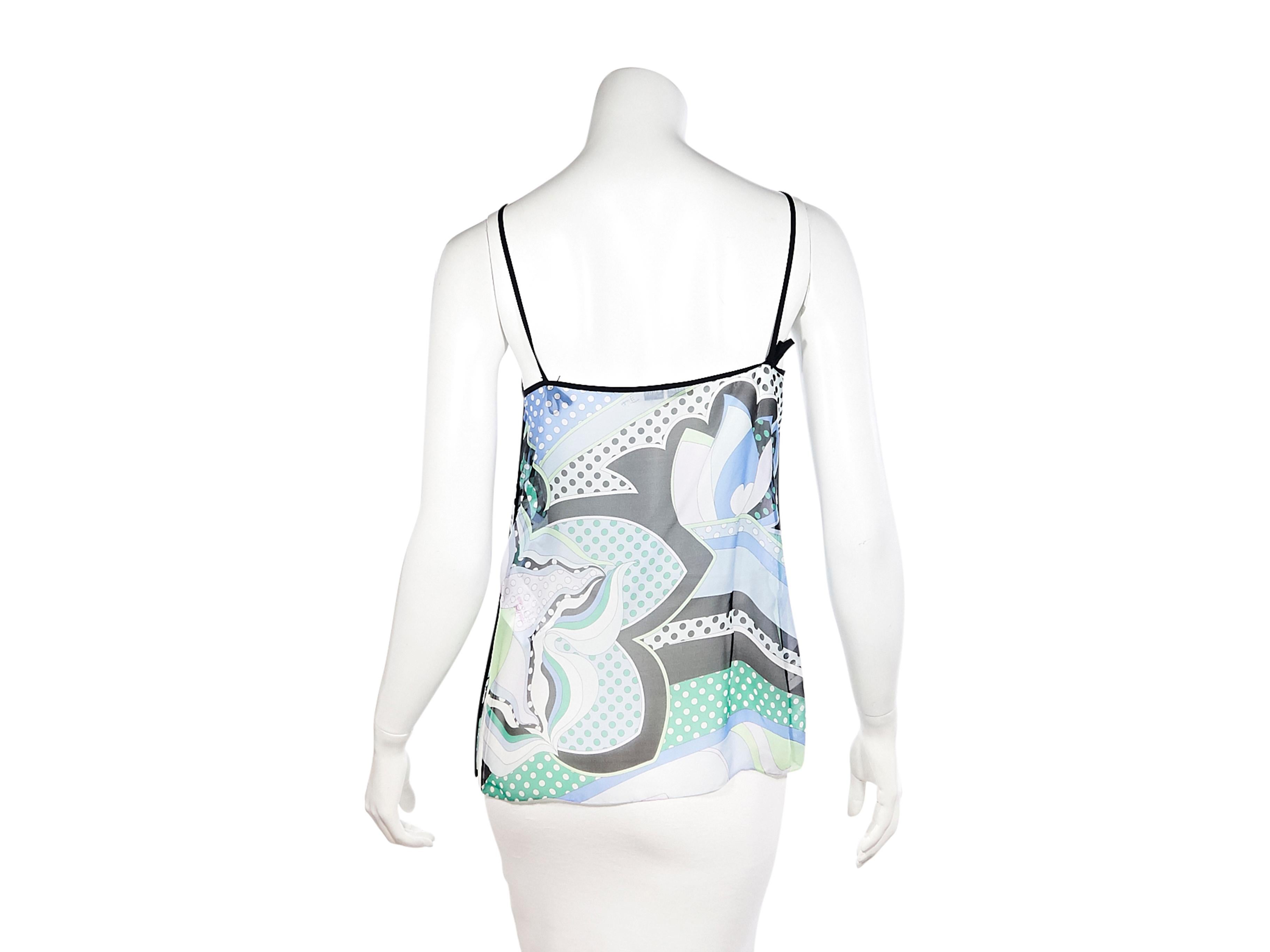 Blue Multicolor Emilio Pucci Silk Printed Top