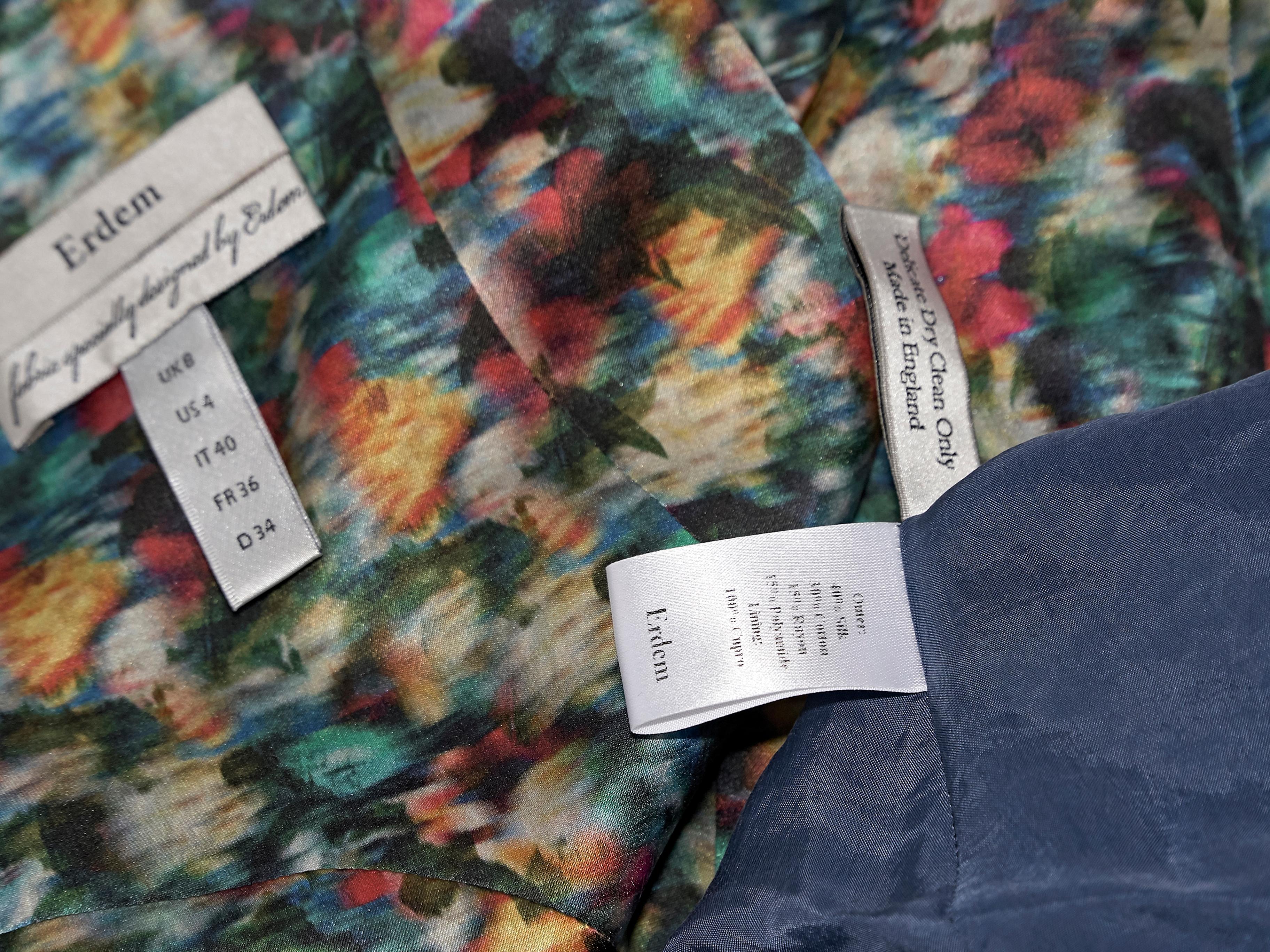 Multicolor Erdem Printed Silk Fit-and-Flare Dress In Good Condition In New York, NY