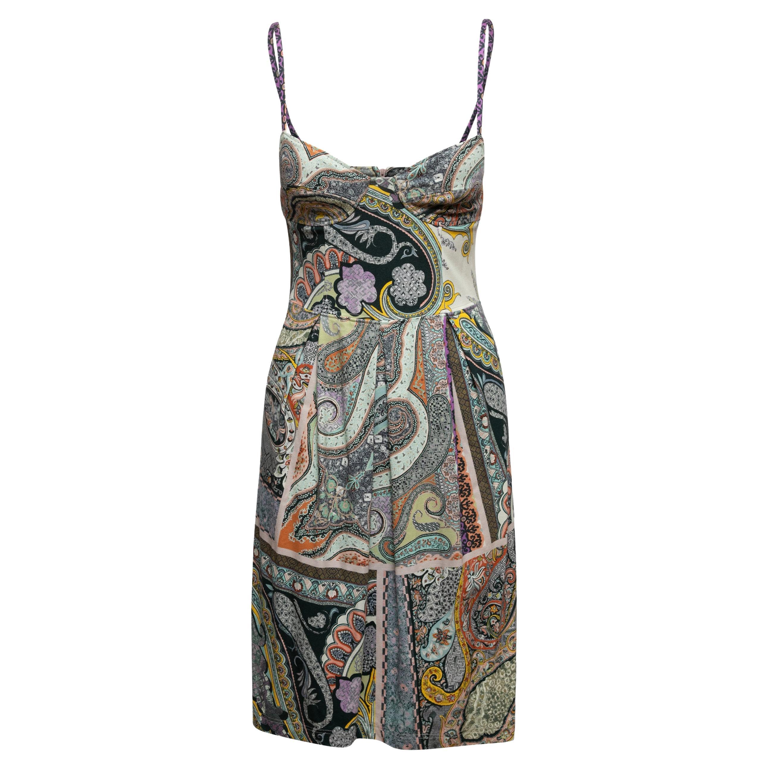 Multicolor Etro Paisley Print Sleeveless Dress Size IT 42