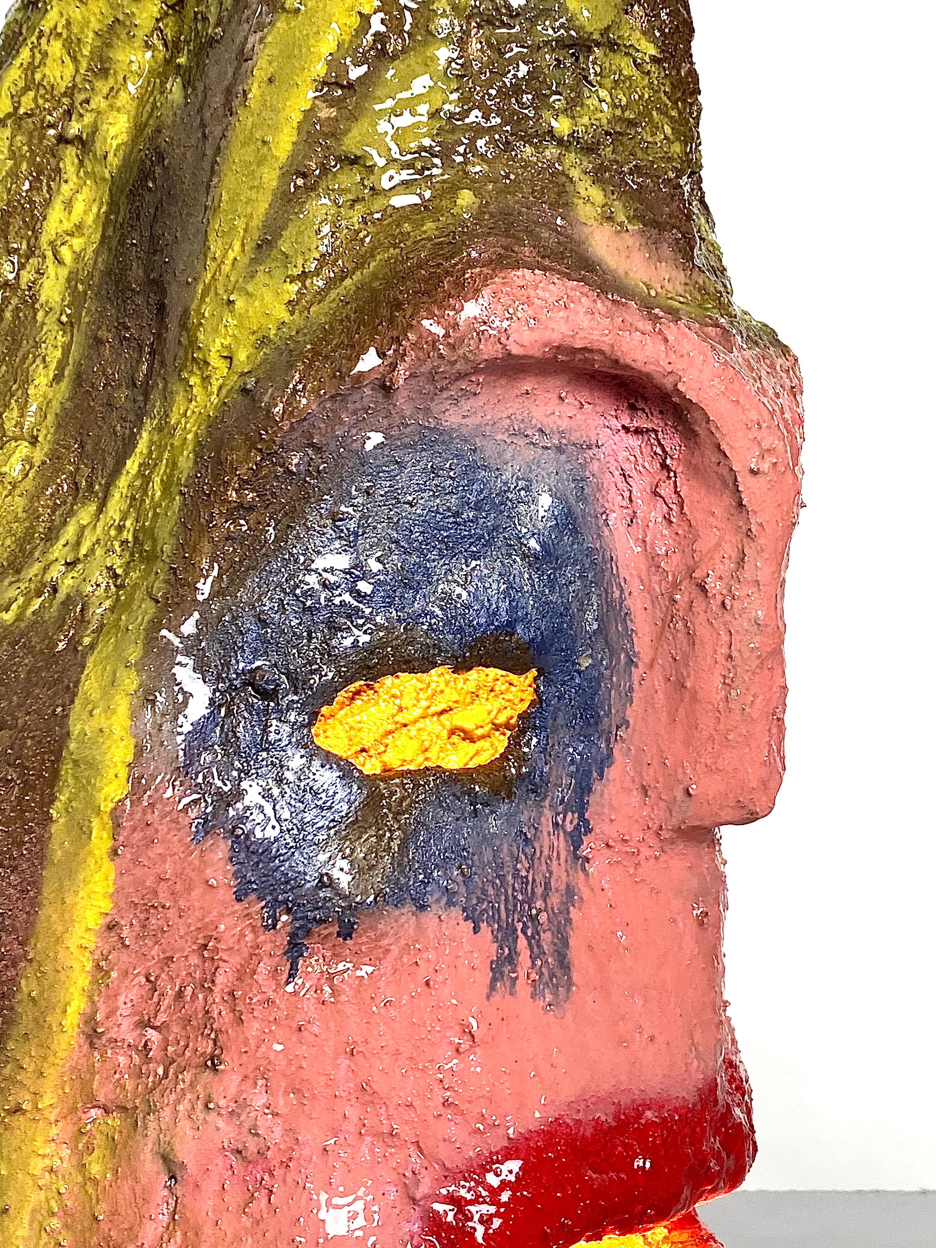 Mehrfarbige plastische Gips-Tischlampe mit Gesicht, 21. Jahrhundert, von Mattia Biagi (Handgefertigt) im Angebot