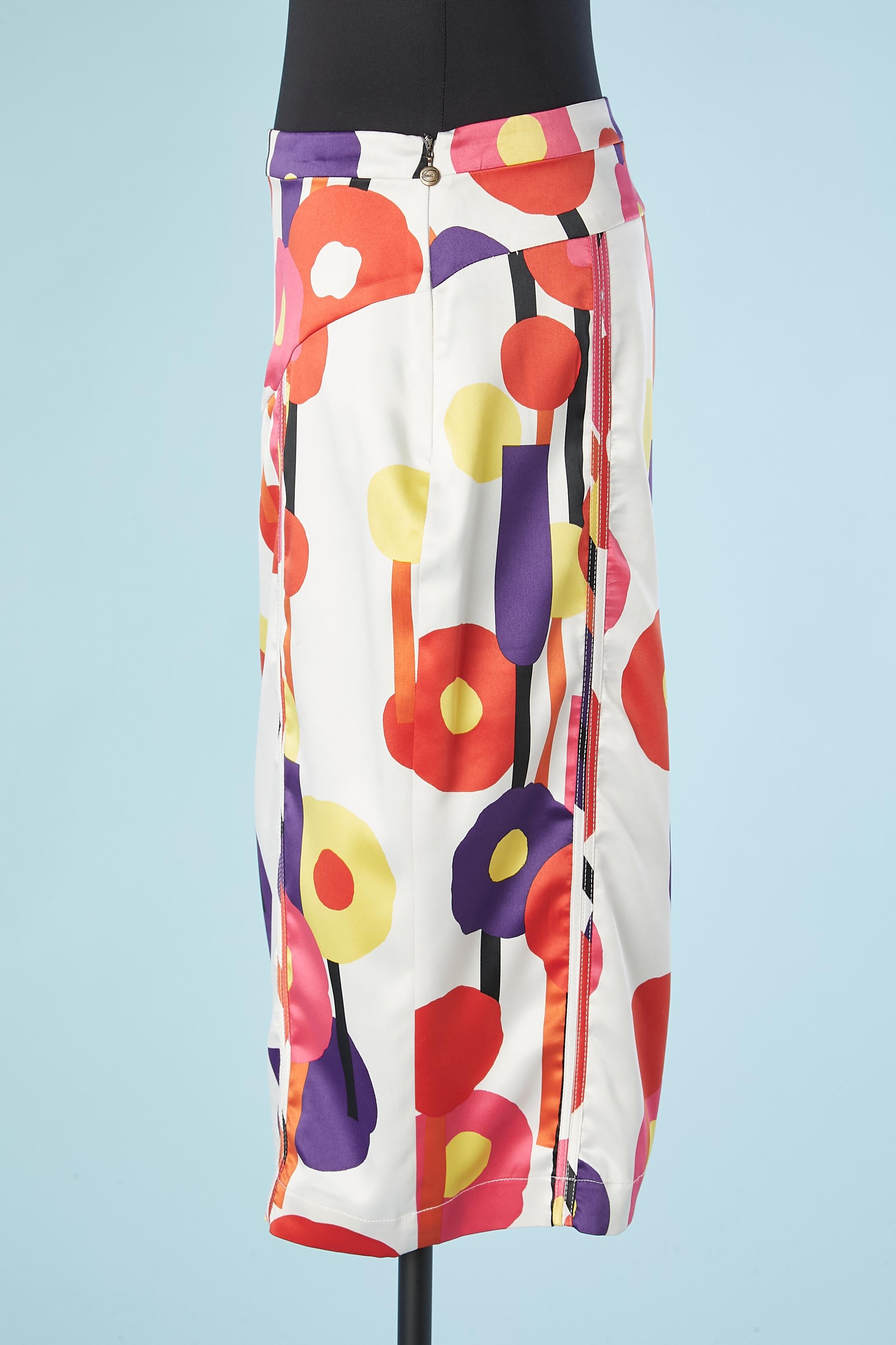 Falda lápiz con estampado de flores multicolor Just Cavalli Beige en venta